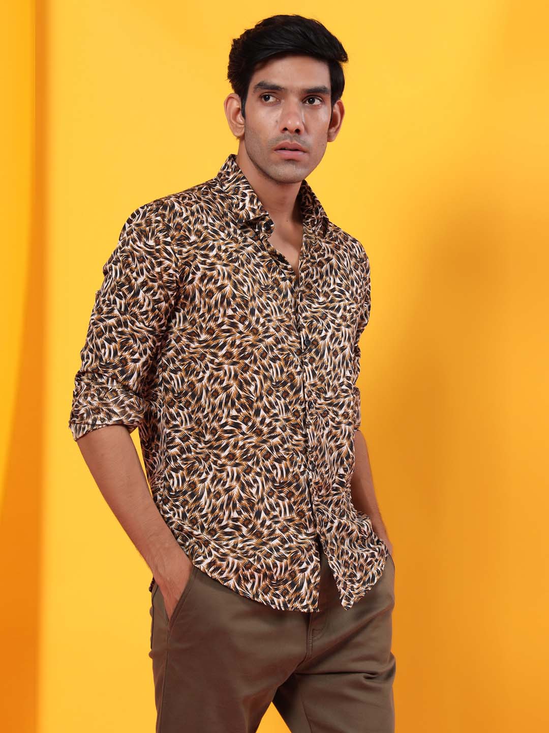 Leopard Printed Crepe Shirt