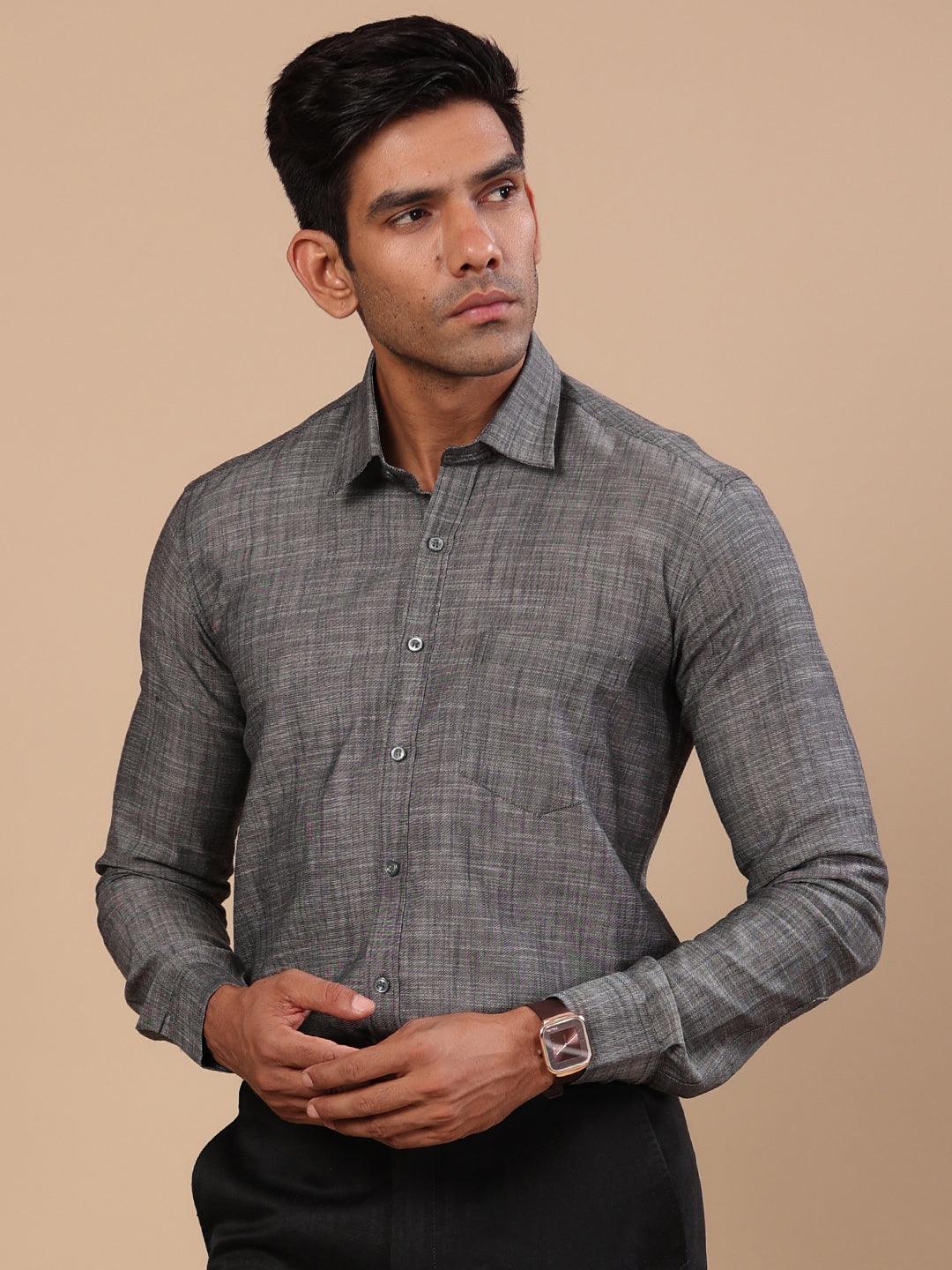 Men Grey Cotton Denim Shirt at Rs 320 | Mens Denim Shirt in Bengaluru | ID:  2852702881355