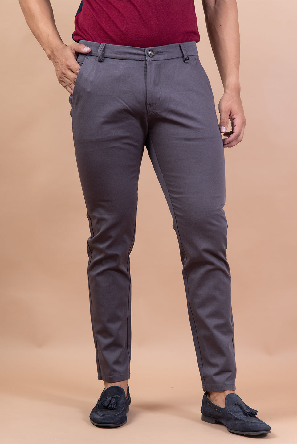 Buy Solid Camel Brown Pant Online