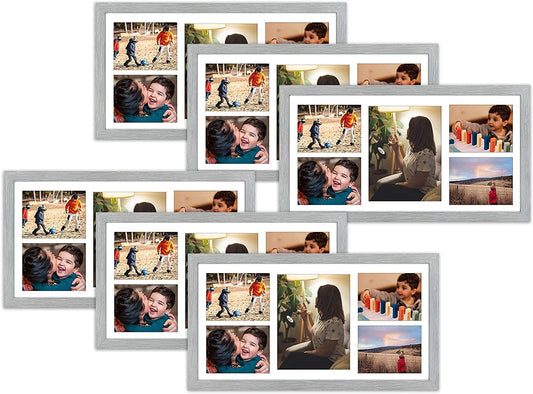 12x24 Collage Wood Frame 0.75 Inch for One 8x10 and Four 5x7 Pictures - Pack of 6