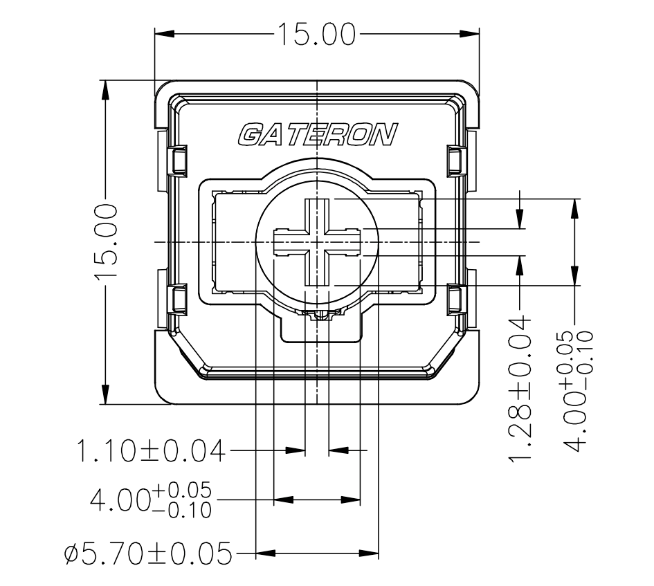 Gateron KS-33 Low Profile mechanical Switch Dimensional Drawing