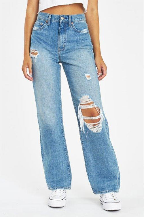 Sundaze Bubble Bath High-Rise Straight Dad Crossover Waist Light Wash Jean  - Free Shipping $150+