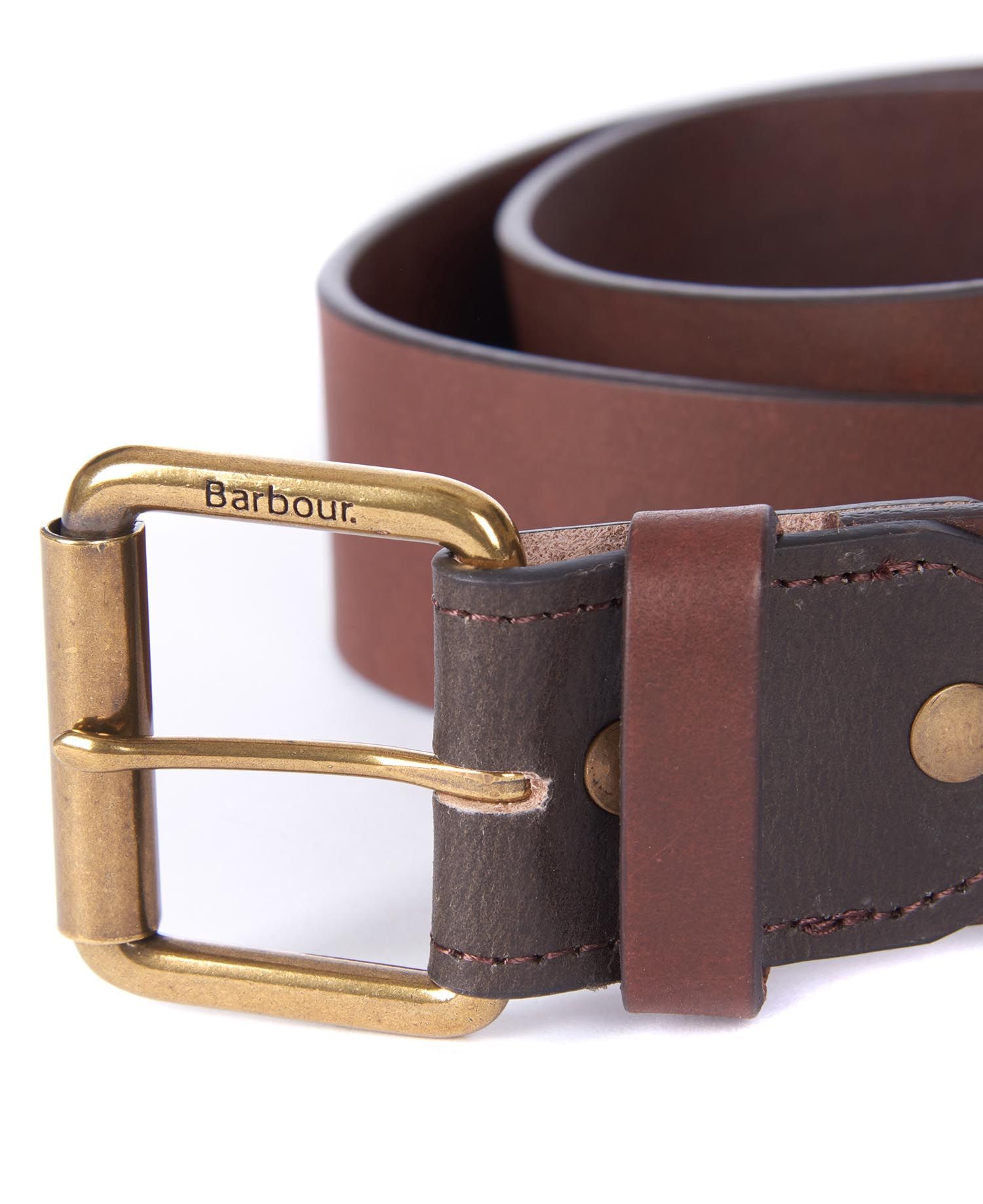 barbour contrast leather belt brown