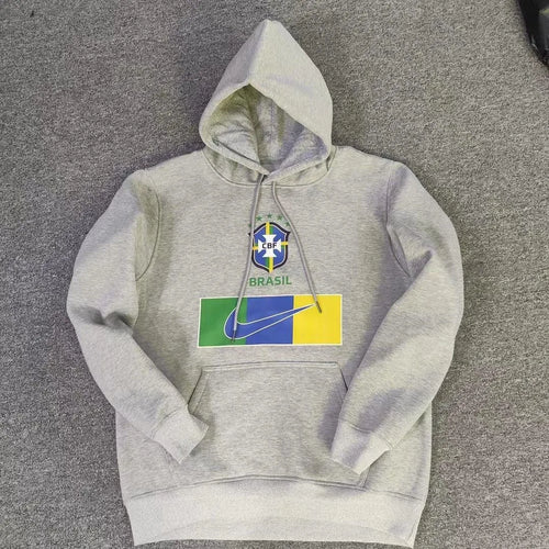 Brazil Hoodie Jacket Black Jersey Soccer Football Shirt 2022