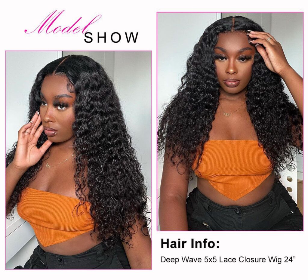 5x5 hd lace deep wave wig model show