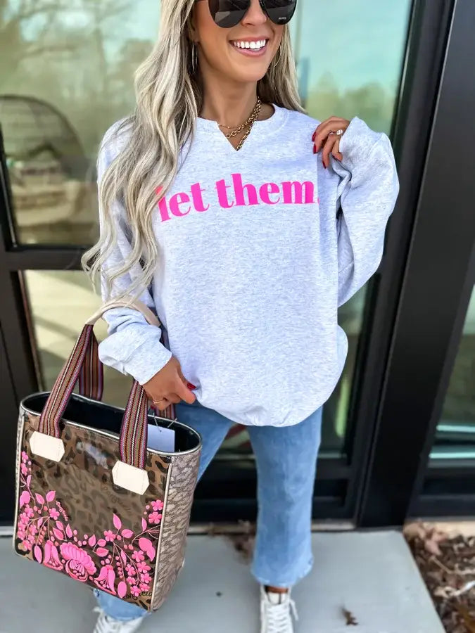 Bird & Co Wholesale Tees - Let Them Ash Gray Split Neck Graphic Crewneck
: 2XL