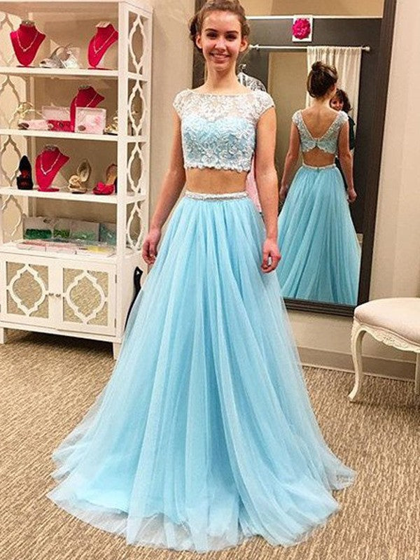 Two piece long on sale prom dresses cheap