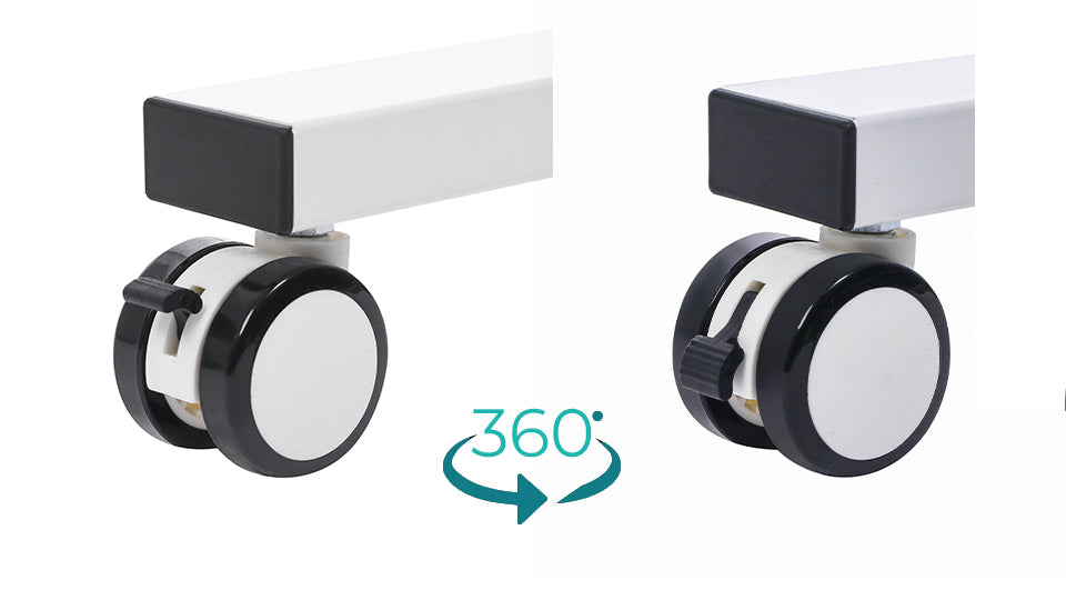 Zoom roues pivotantes à 360°