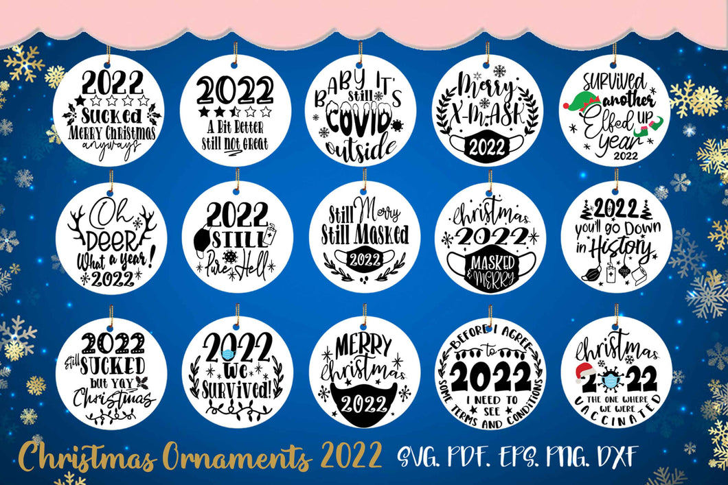 2022 Christmas Ornament SVG Bundle, Circle Ornament Tile Quotes ...