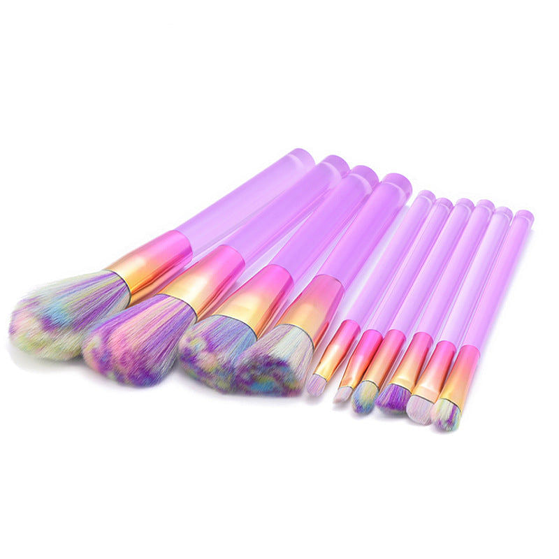 Cute 10 Pieces Rainbow makeup brushes