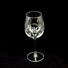 Load image into Gallery viewer, Personalised Wine Glass | Lucida Handwriting Italic Font | Any Name/Text of your choice
