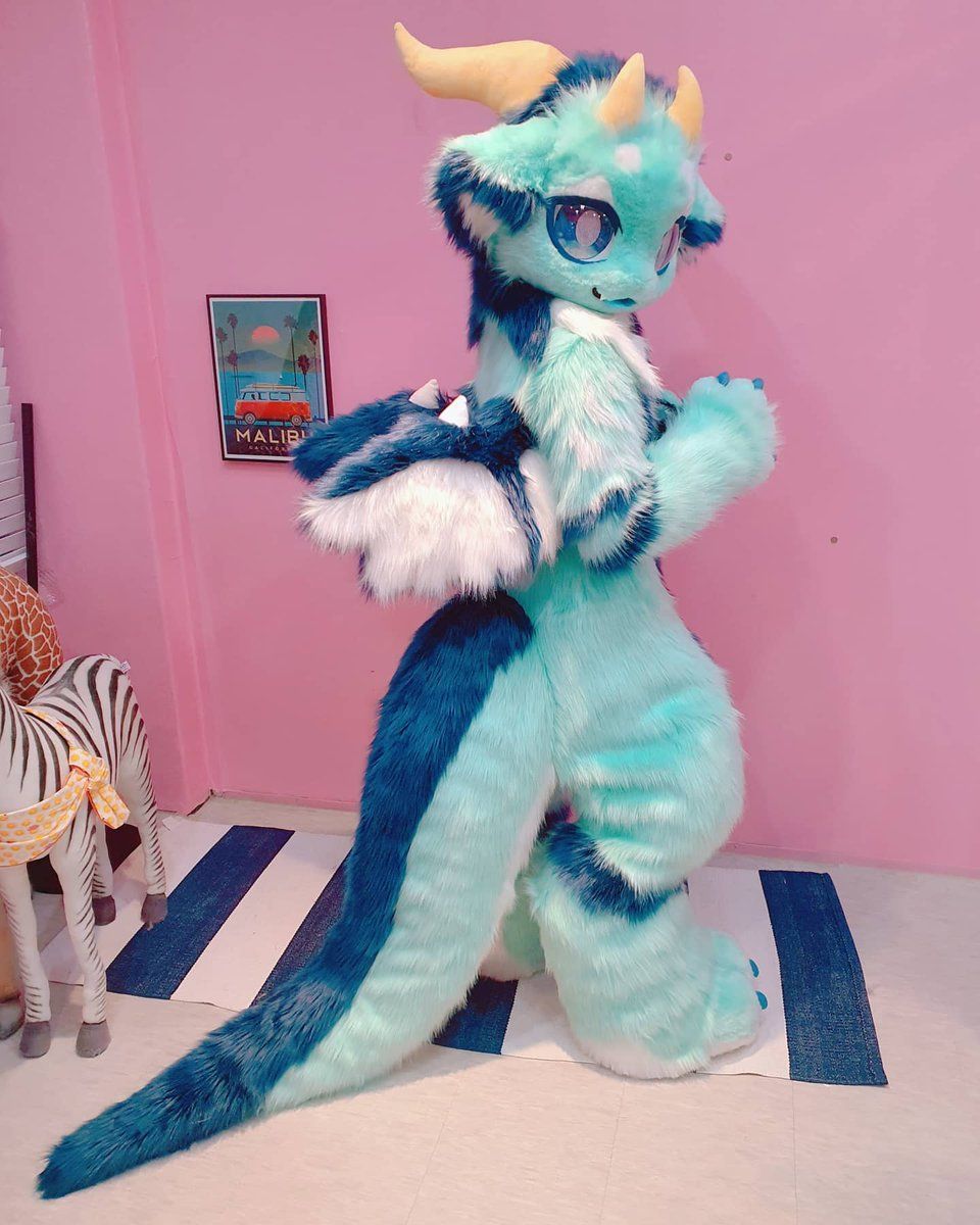 Sky Blue Fly Angel Wings Dragon Fursuit Costumes Suit Furries Anime Te