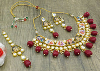 Thumbnail for Personalized Sujwel Kundan Necklace Set (SUJP02)