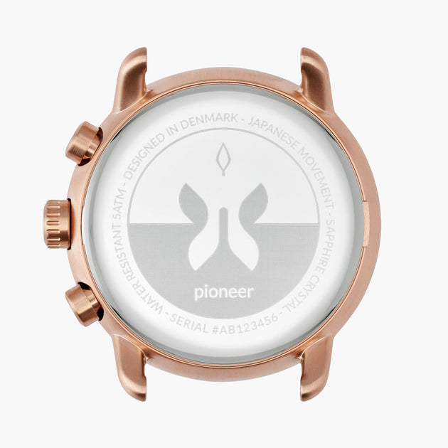 Pioneer - L’offre Groupée Cadran Noir Or Rose | Cuir Marron / Cuir Noir / Cuir Bleu Marine Bracelets