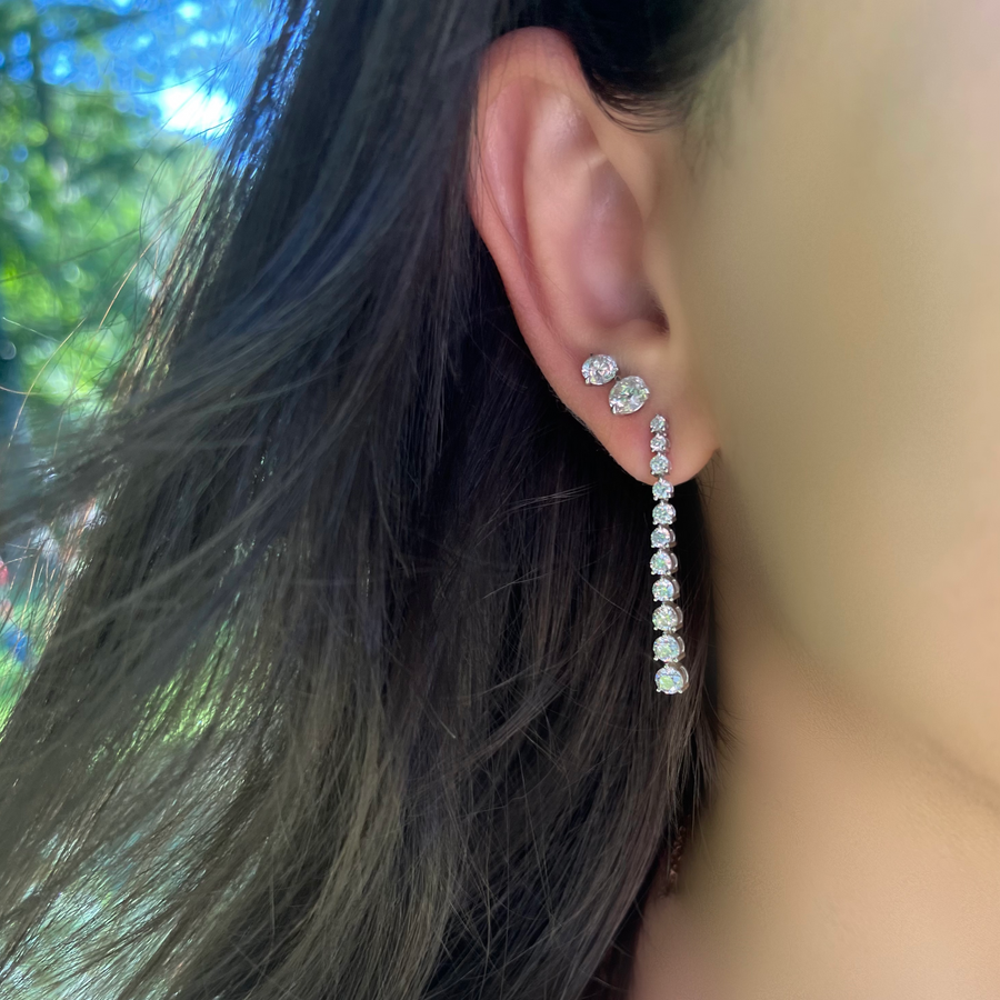 round diamond drop earrings