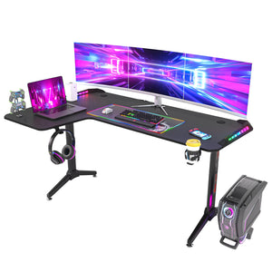 L Shaped, 60 Inch Computer Gaming Desk - MLH warehouse
