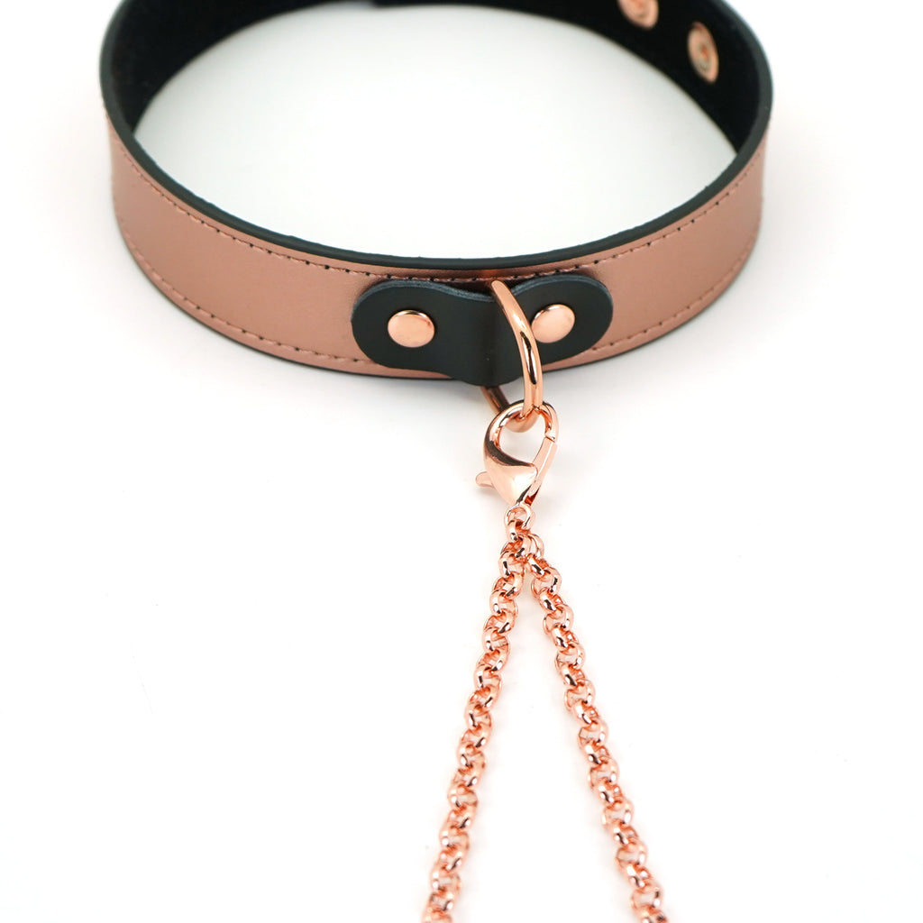 Rose Gold Memory Rose Gold Leather Thin Collar Wit