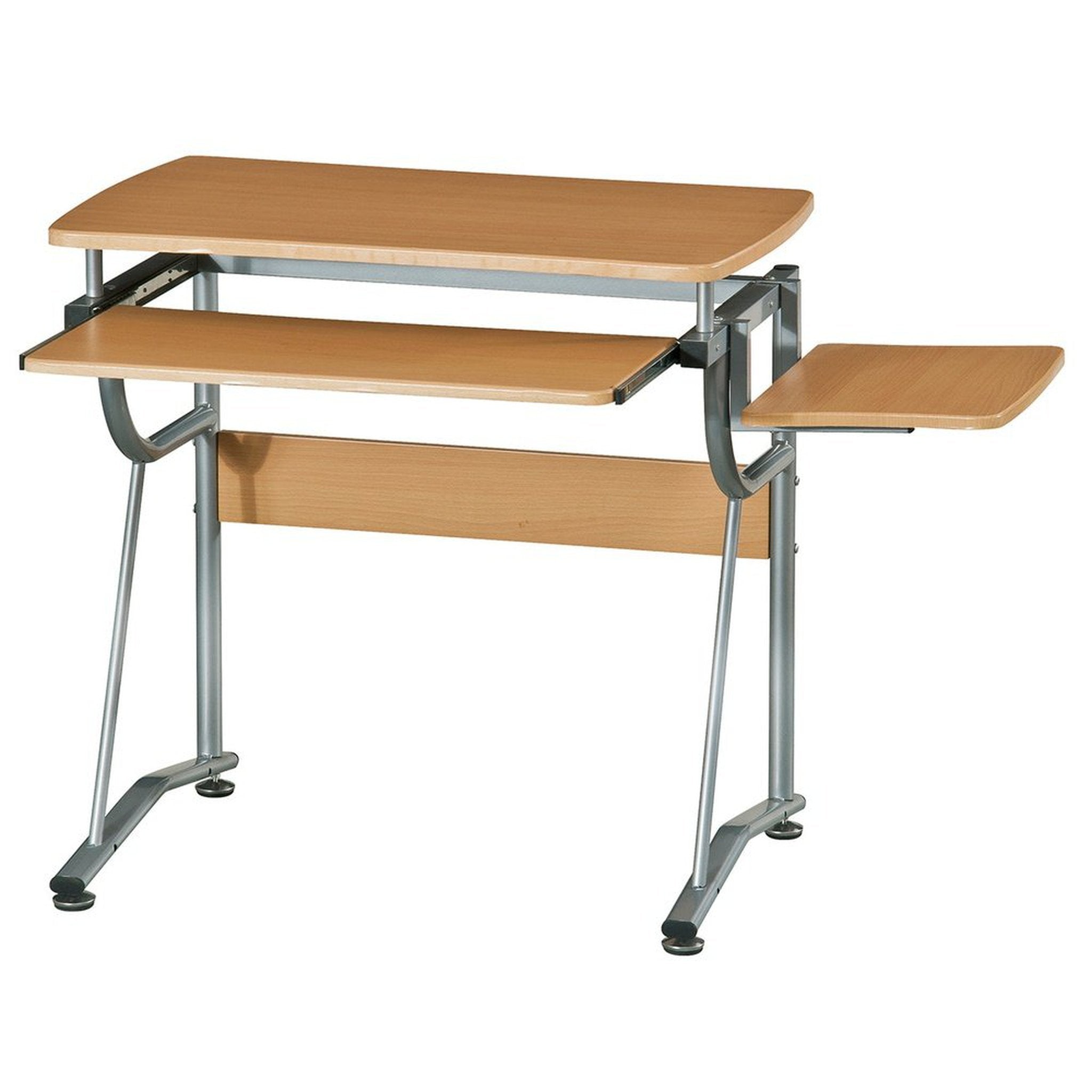 Techni Mobili - Compact Computer Desk with Side Shelf and Keyboard Panel, Cherry image 1