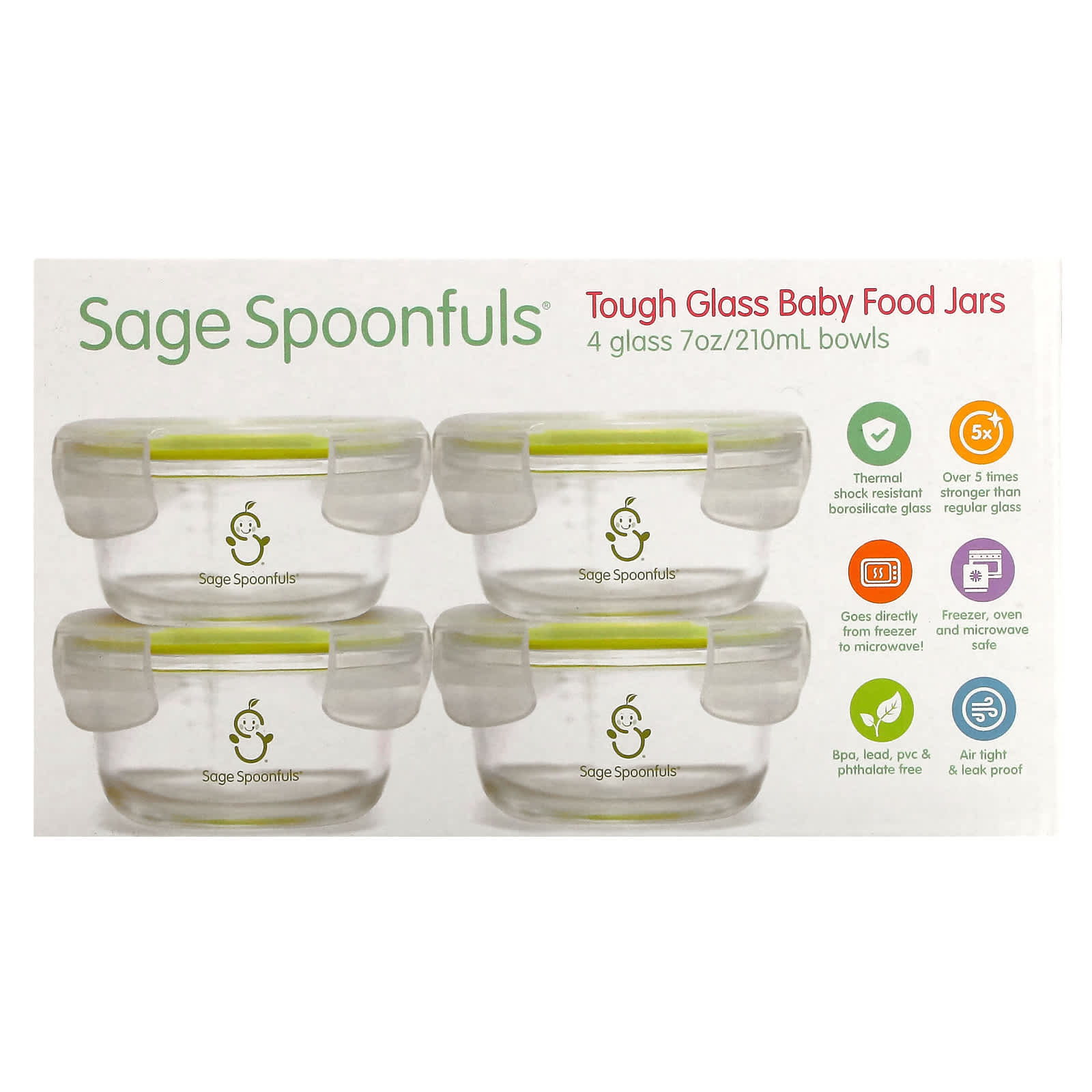 Sage Spoonfuls Tough Glass Combo Set Baby Food Storage Containers