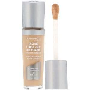 Rimmel London, Lasting Finish 25HR Breathable Long Wear Foundation,102 Light Nude, 1 fl oz (30 ml) -