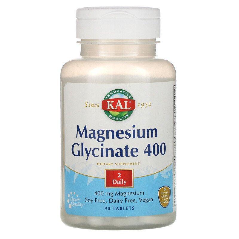 KAL, Magnesium Glycinate 400, 400 mg, 90 Tablets - 180 Count