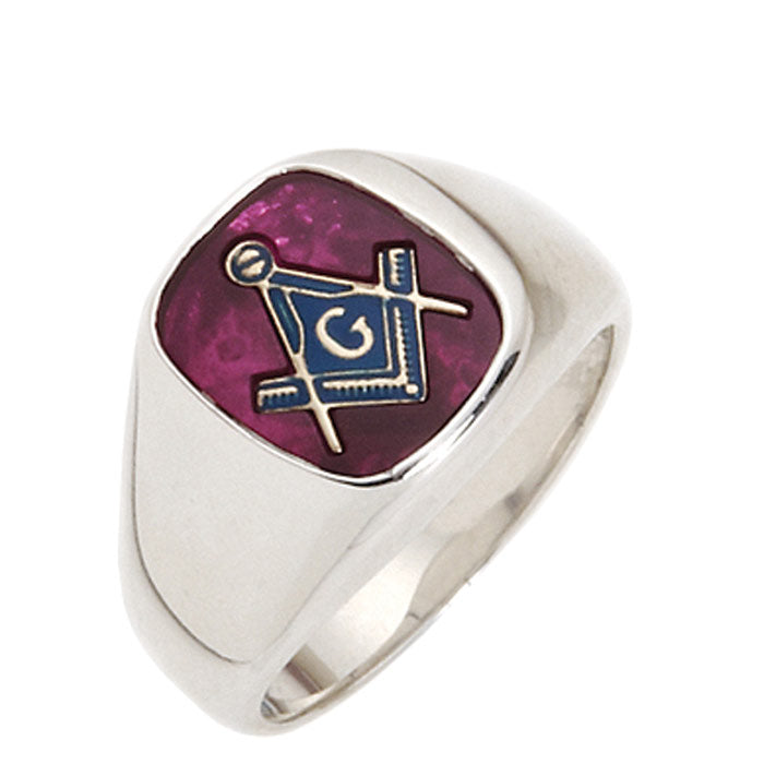 Sterling Silver or Vermeil Masonic Ring with Stone