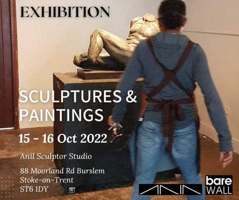 Utställning av skulpturer och målningar i Anil Sculptor Studio, Burslem, Stoke on Trent 15-16 oktober 2022