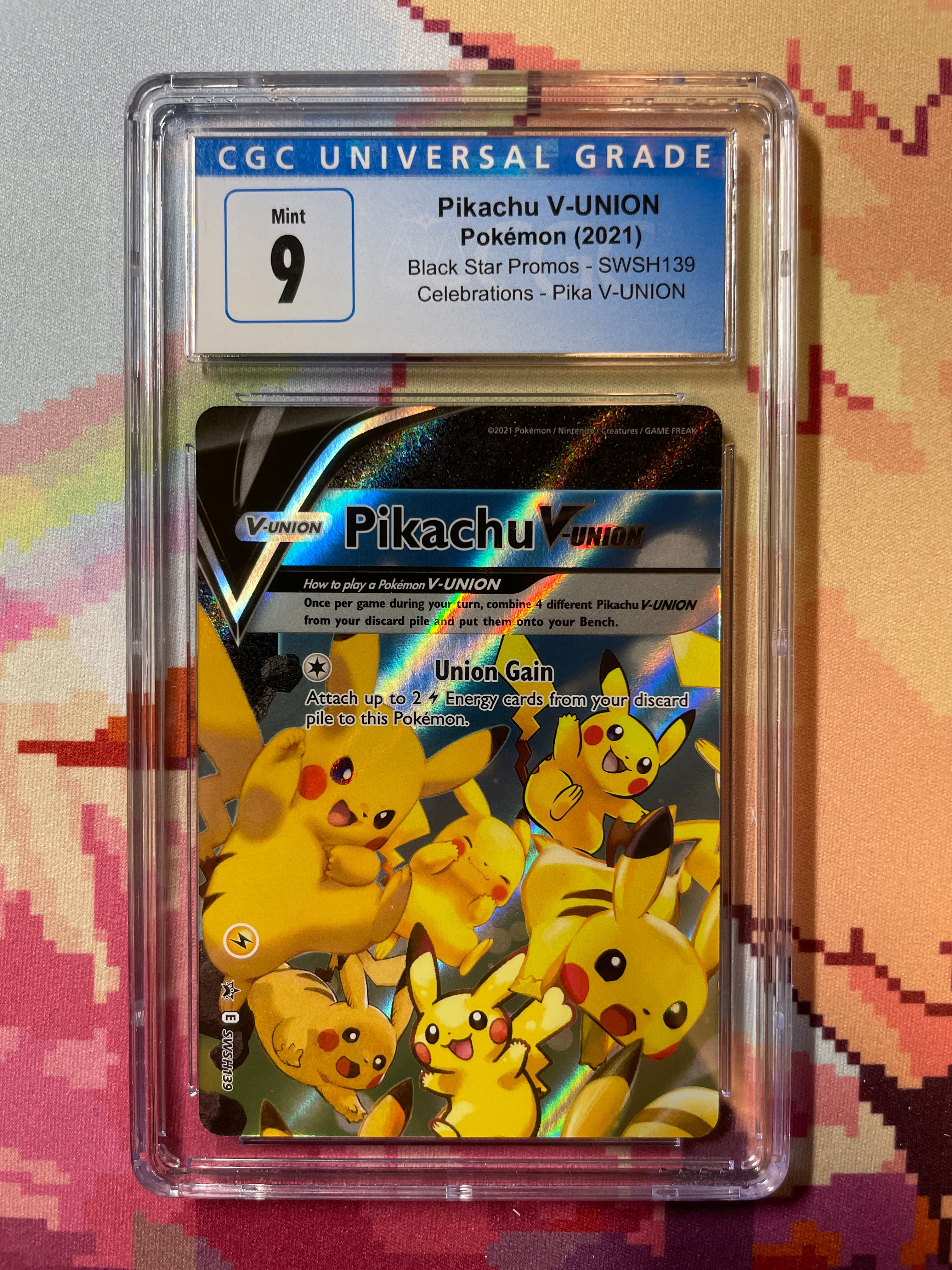 2021 Pokémon Black Star Promos Pikachu V-UNION SWSH142 CGC 9 Mint