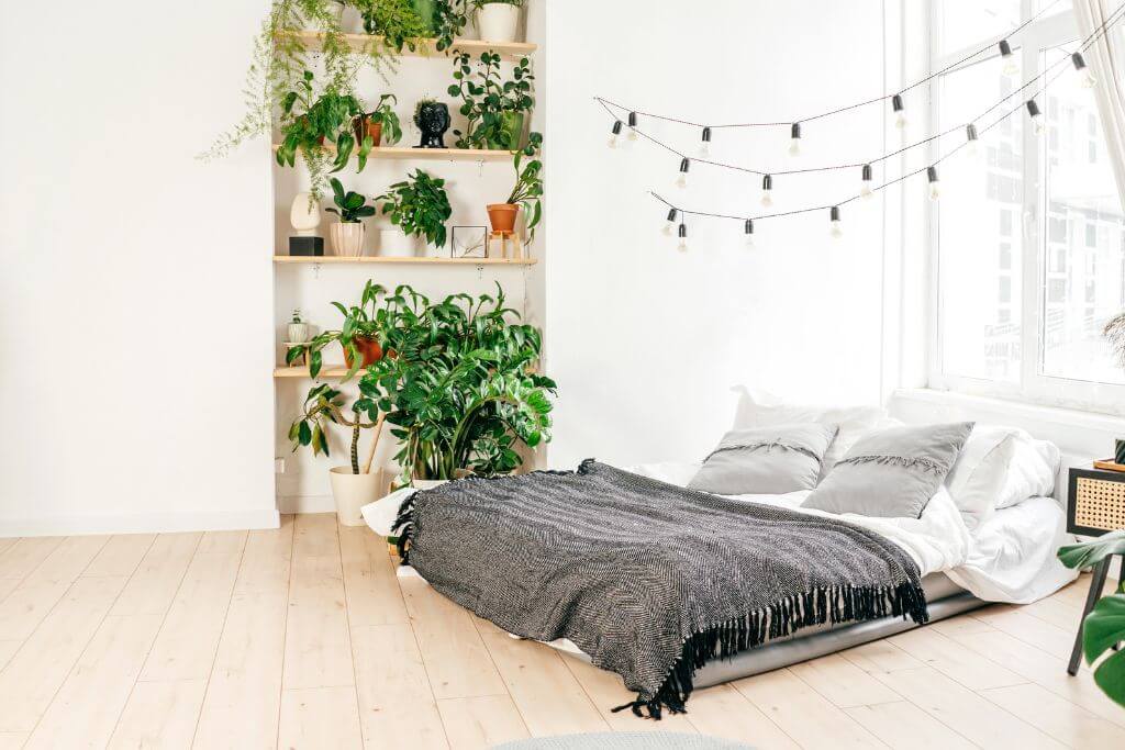 Master bedroom with a lot of greenery
