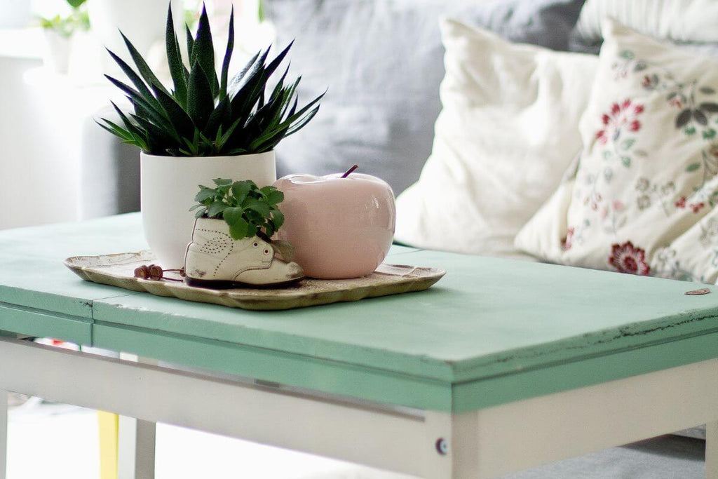Mint green colored coffee table