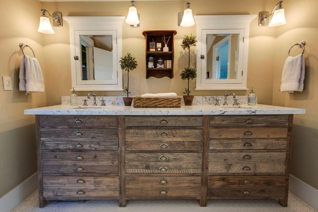 Rustic wooden bathroom vanity 