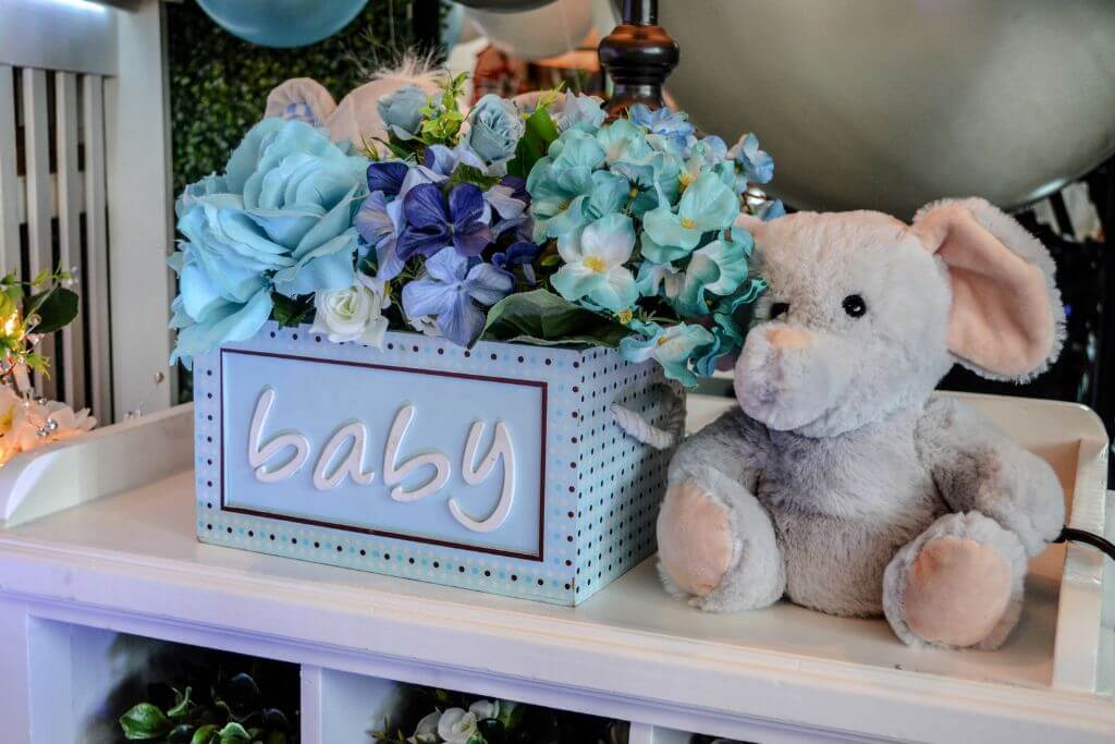 Baby shower decor in blue