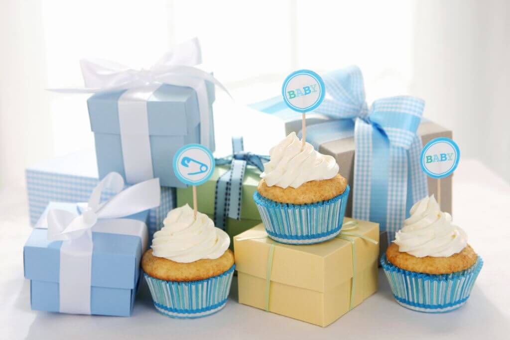 Blue cupcakes for baby shower