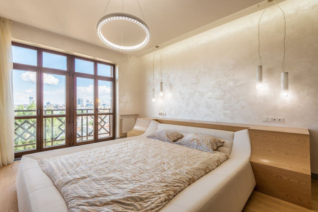 Bedroom LED light ideas with chandelier