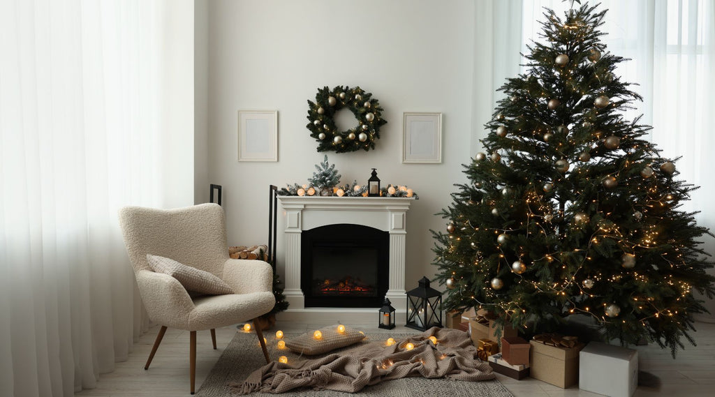 Christmas decor for living room with lanterns