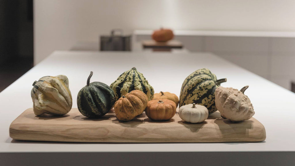 Pumpkins displayed as fall home decor