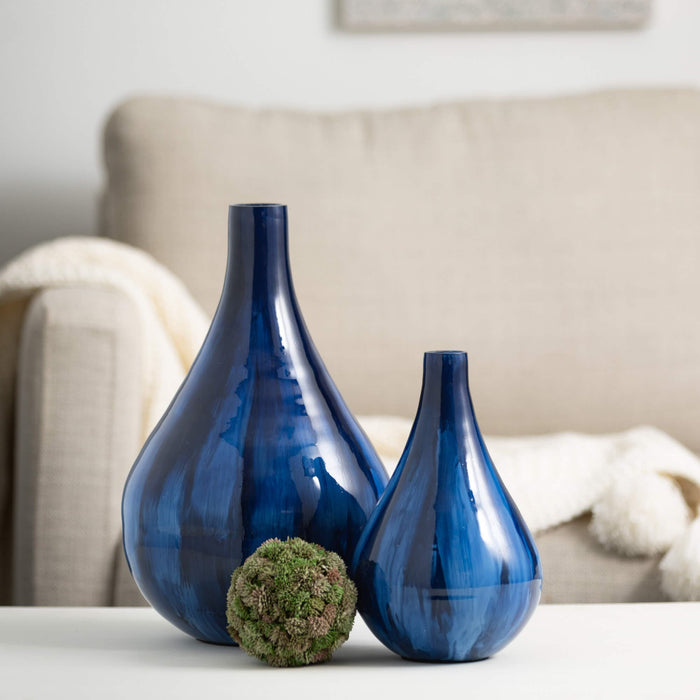 Handmade Cobalt Blue Glass Vases 
