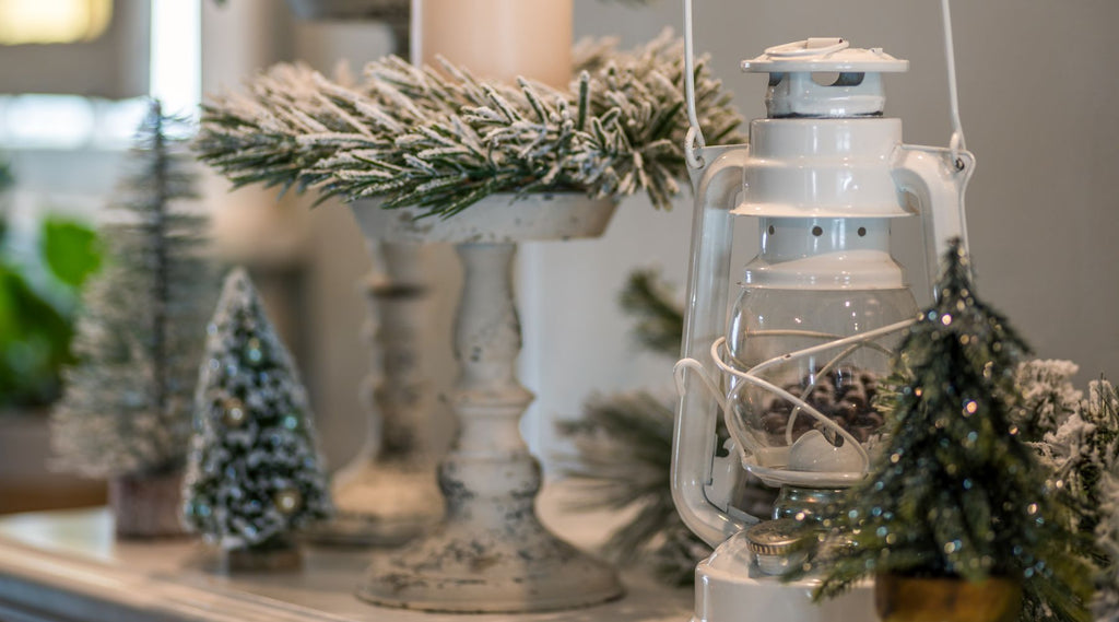 Christmas decor with white lantern