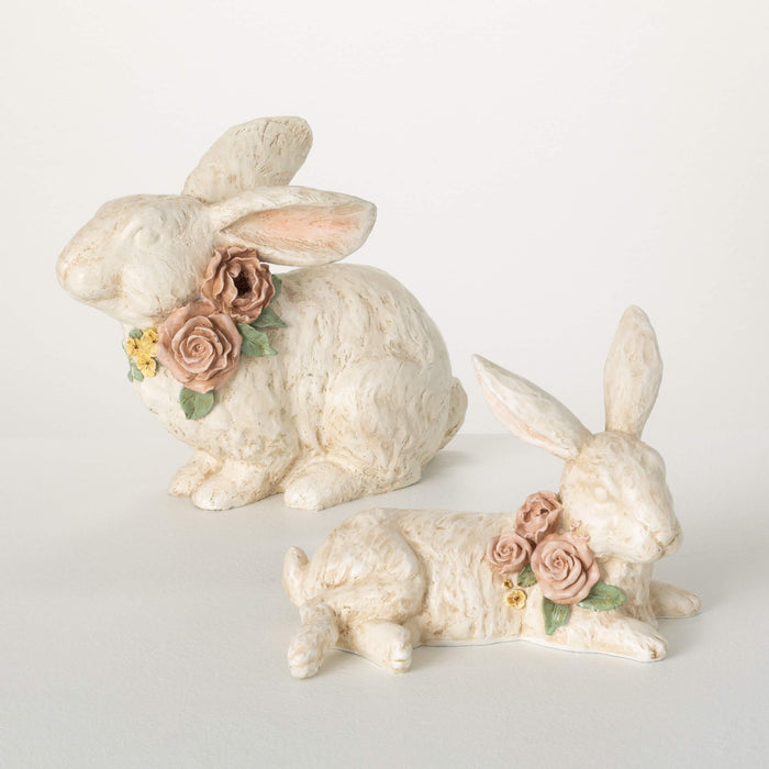 Resting Bunny Figurine Pair
