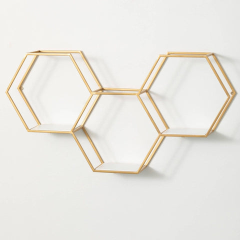 Hexagonal Wall Metal Shelves