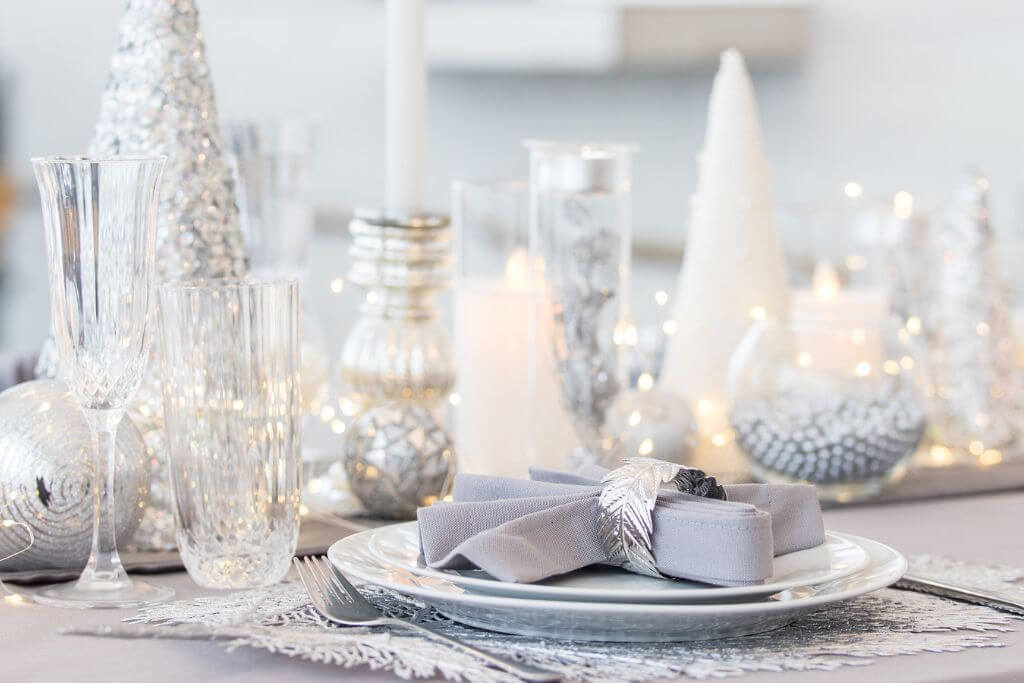 Silver table decoration for celebration