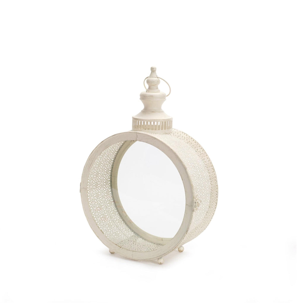 Small Round Metal And Glass Lantern
