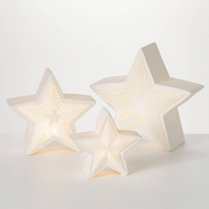 White Lighted Star Set
