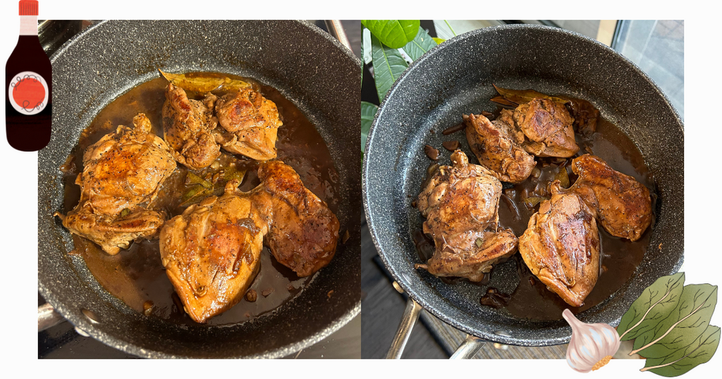 Chicken adobo in a pan