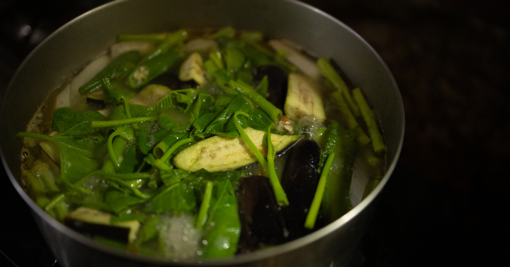 A pot of Sinigang (Filipino sour soup)