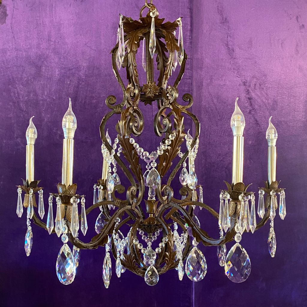 iron and crystal chandelier