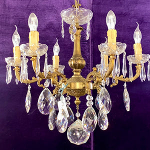 vintage brass and crystal chandelier