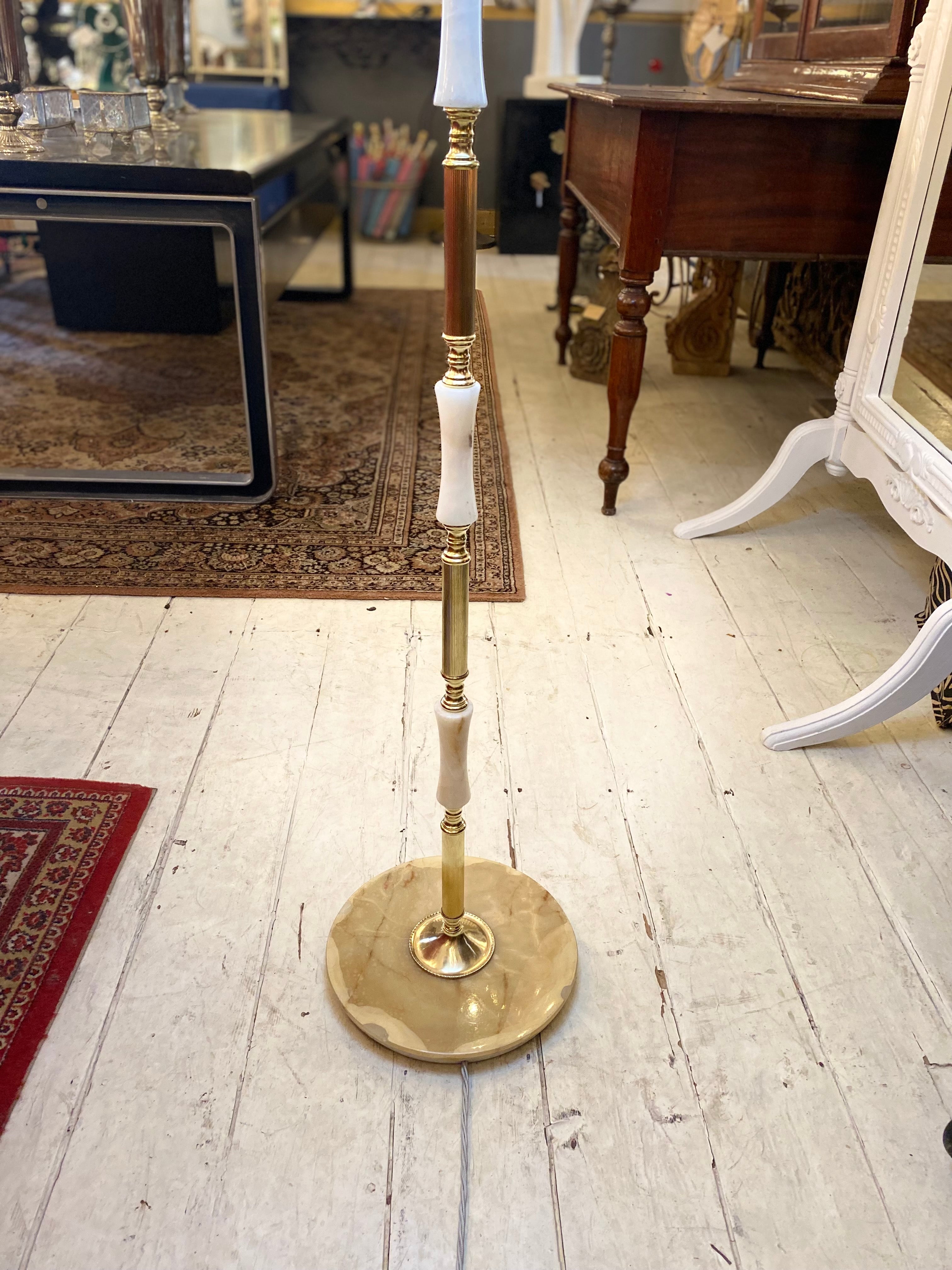 vintage marble and brass floor lamp