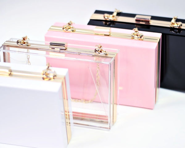 Acrylic clutch bag shoulder bag with removable chain Pink - Blanks ...
