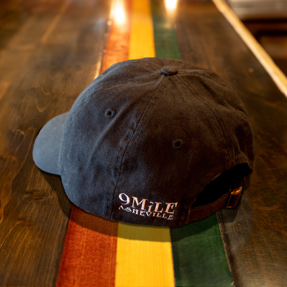 Red, Gold, and Green "Nine Mile" Script, Black Dad Hat